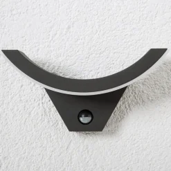 Lucande LED buiten wandlamp Half, sensor, antraciet, IP54
