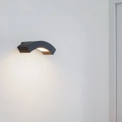 Lucande LED buiten wandlamp Lennik, 26cm, antraciet, metaal