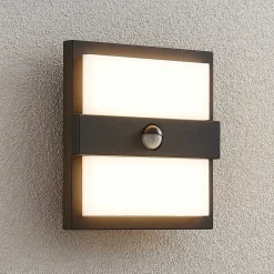 Lucande LED buiten wandlamp Gylfi, 20 cm, zwart, sensor
