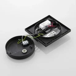 Lucande LED buiten wandlamp Gylfi, 20 cm, zwart, sensor