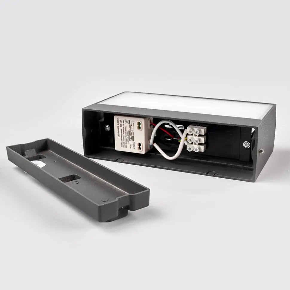 Lucande LED buiten wandlamp Lissi, 21 cm, antraciet, IP54