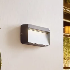 Lucande LED buiten wandlamp Tiburia, zwart, aluminium