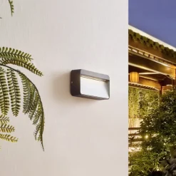 Lucande LED buiten wandlamp Tiburia, zwart, aluminium