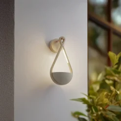 Lucande LED buiten wandlamp Florka, beton, hangende korf, IP54