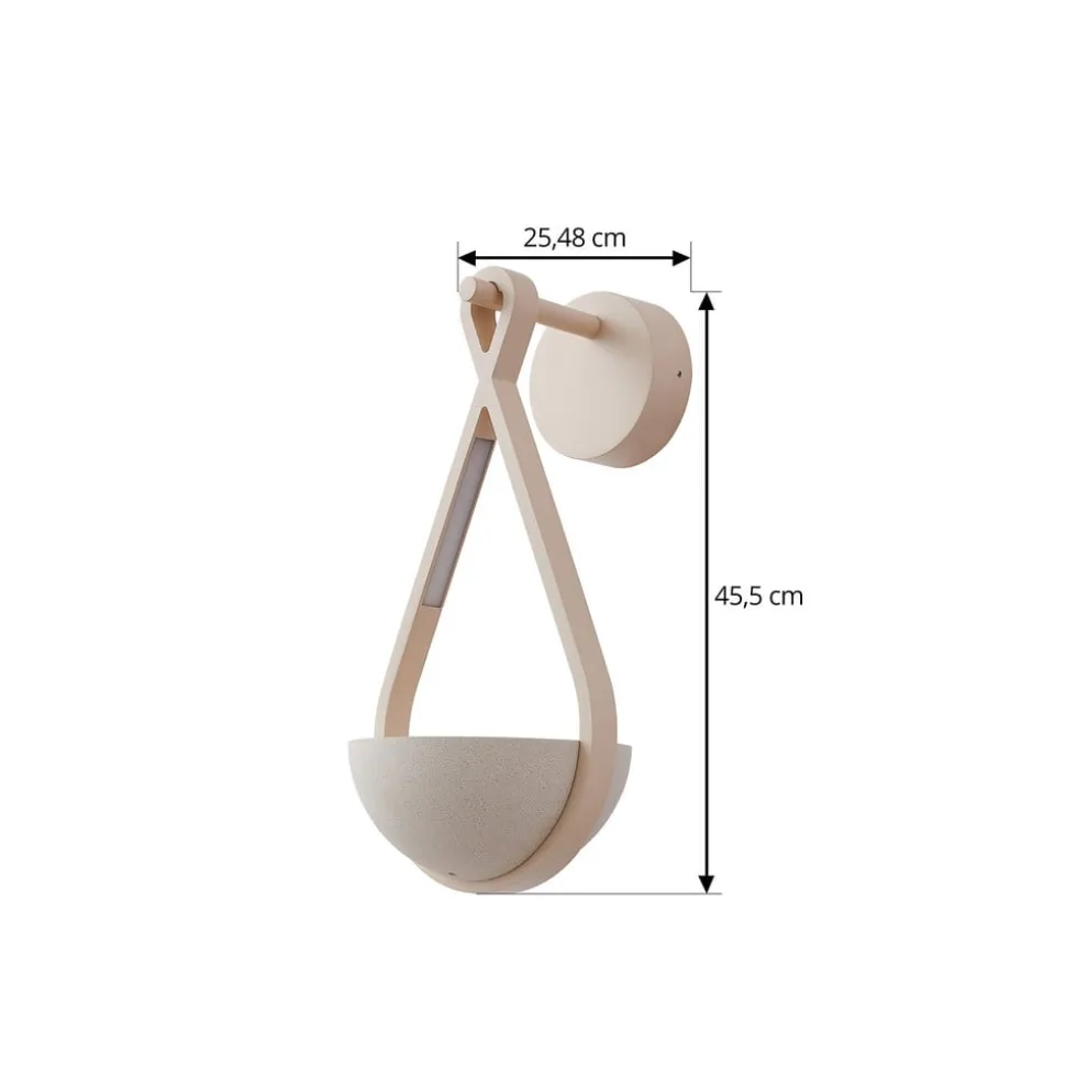 Lucande LED buiten wandlamp Florka, beton, hangende korf, IP54