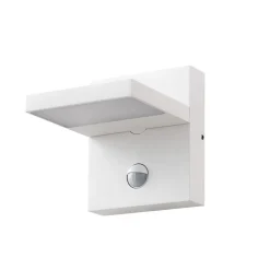 Lucande LED buiten wandlamp Silvan, wit, sensor, IP54, 16cm