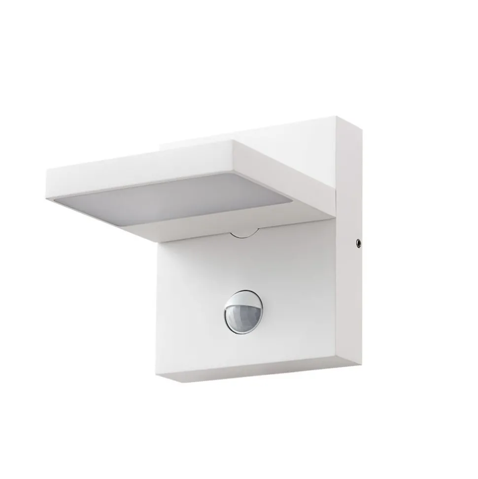 Lucande LED buiten wandlamp Silvan, wit, sensor, IP54, 16cm