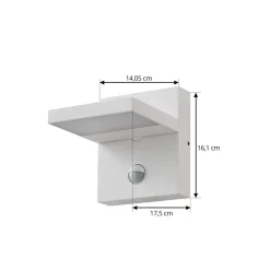 Lucande LED buiten wandlamp Silvan, wit, sensor, IP54, 16cm