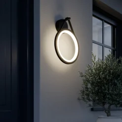 Lucande LED buiten wandlamp Mirco, 30 cm, zwart, IP65