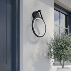 Lucande LED buiten wandlamp Mirco, 30 cm, zwart, IP65