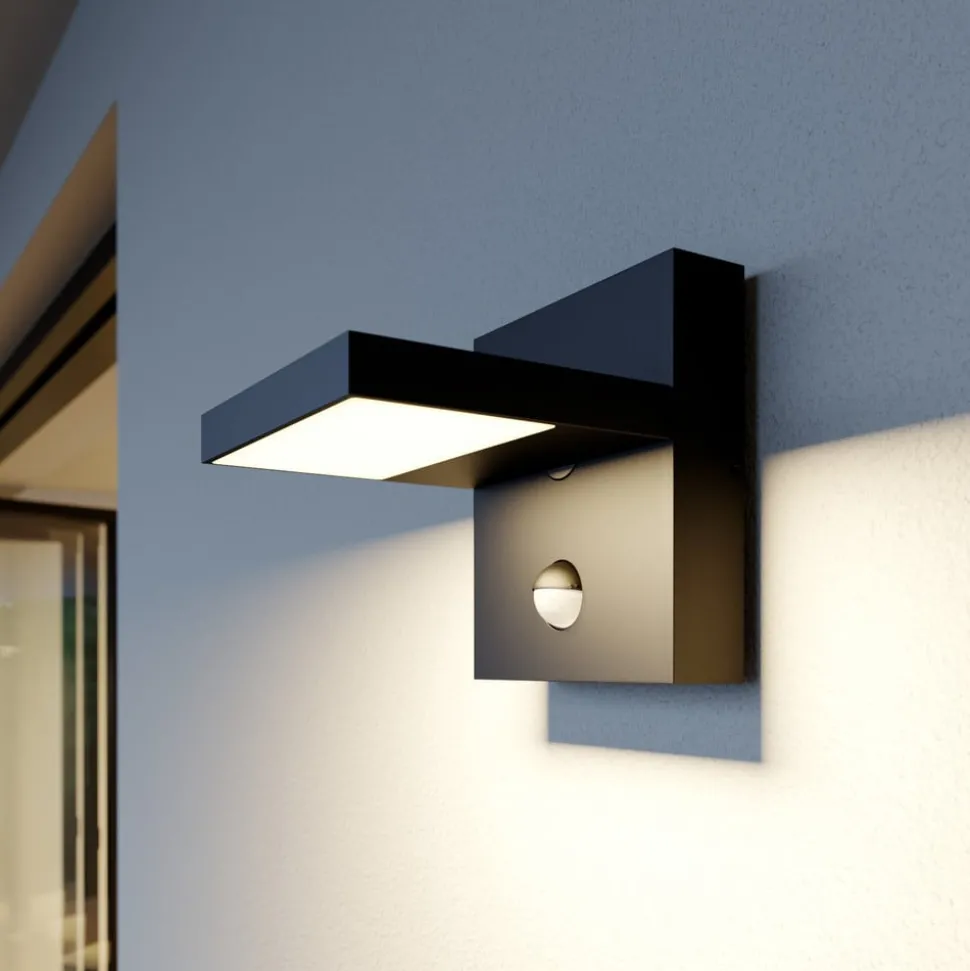 Lucande LED buiten wandlamp Silvan, antraciet, sensor, IP54