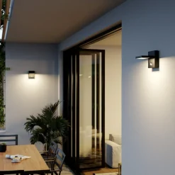 Lucande LED buiten wandlamp Silvan, antraciet, sensor, IP54