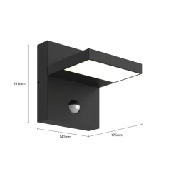 Lucande LED buiten wandlamp Silvan, antraciet, sensor, IP54