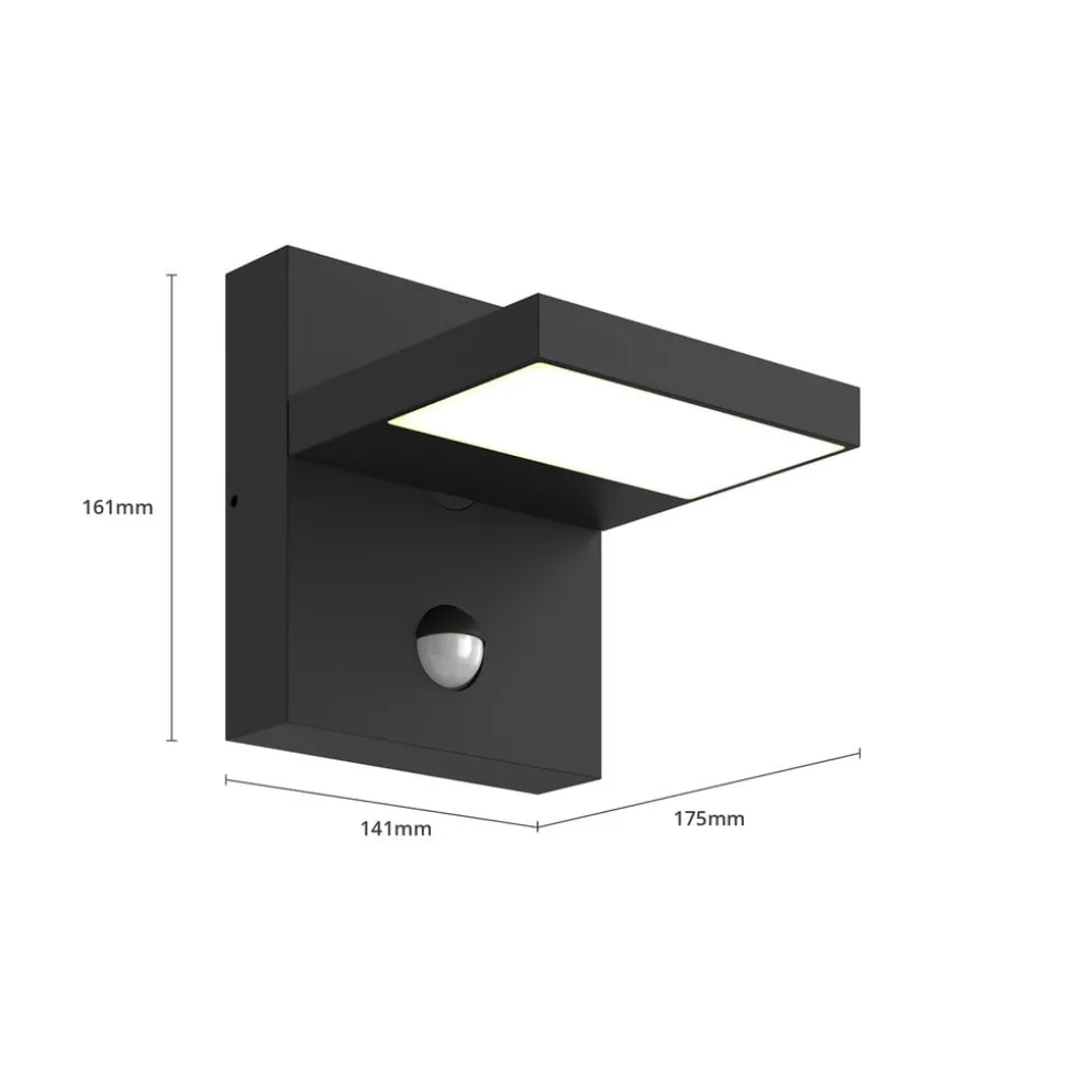 Lucande LED buiten wandlamp Silvan, antraciet, sensor, IP54
