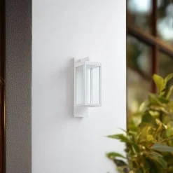 Lucande LED buiten wandlamp Ferdinand, wit, metaal, 38 cm