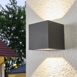 Lucande LED buiten wandlamp Merjem, 10 cm, omhoog/omlaag, IP54