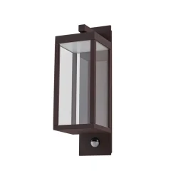 Lucande LED buiten wandlamp Ferdinand, roest, sensor, IP54