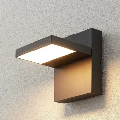 Lucande LED buiten wandlamp Silvan, antraciet, IP65, 14 cm