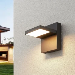 Lucande LED buiten wandlamp Silvan, antraciet, IP65, 14 cm