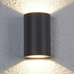 Lucande LED buiten wandlamp Florka, natuursteen, hanging basket