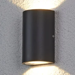 Lucande LED buiten wandlamp Florka, natuursteen, hanging basket