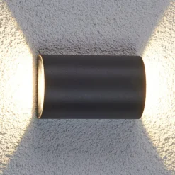 Lucande LED buiten wandlamp Florka, natuursteen, hanging basket