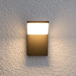 Lucande LED buiten wandlamp Nevio, 17 cm, antraciet, aluminium