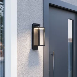 Lucande LED buiten wandlamp Ferdinand, grijs, metaal, 38 cm