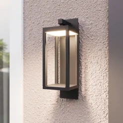 Lucande LED buiten wandlamp Ferdinand, grijs, metaal, 38 cm