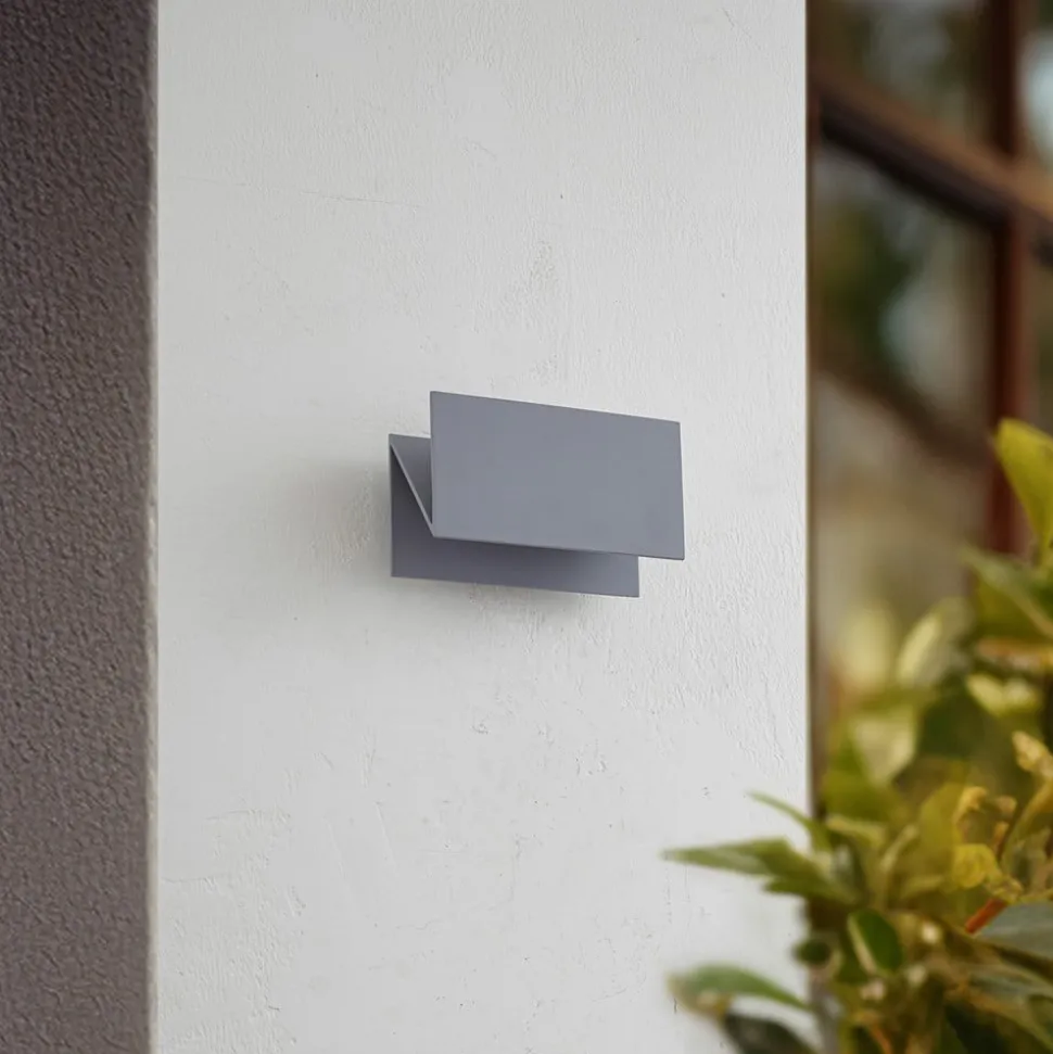 Lucande LED buiten wandlamp Meja, grijs, aluminium, 27cm, IP54