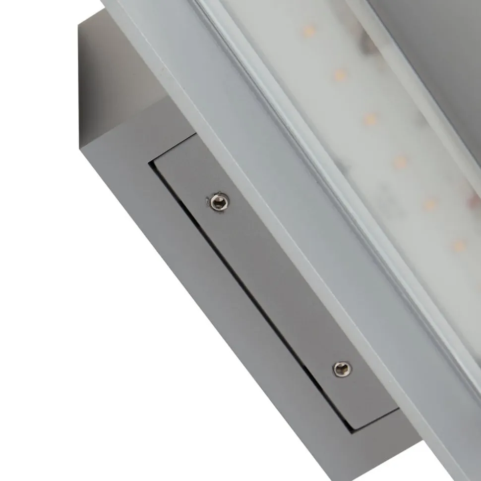 Lucande LED buiten wandlamp Meja, grijs, aluminium, 27cm, IP54