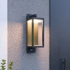 Lucande LED buiten wandlamp Ferdinand, sensor, grijs, 38 cm