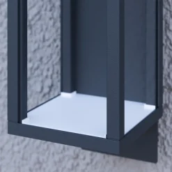 Lucande LED buiten wandlamp Ferdinand, sensor, grijs, 38 cm