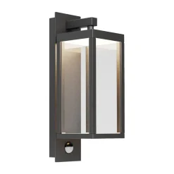 Lucande LED buiten wandlamp Ferdinand, sensor, grijs, 38 cm