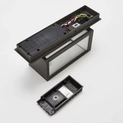 Lucande LED buiten wandlamp Ferdinand, sensor, grijs, 38 cm