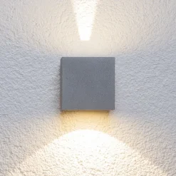 Lucande LED buiten wandlamp Jarno, zilver, metaal, 9cm