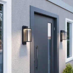 Lucande LED buiten wandlamp Ferdinand, set van 2, grijs, 38 cm