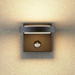 Lucande LED buiten wandlamp Belna, metaal, sensor, IP54