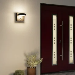 Lucande LED buiten wandlamp Belna, metaal, sensor, IP54