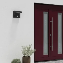 Lucande LED buiten wandlamp Belna, metaal, sensor, IP54