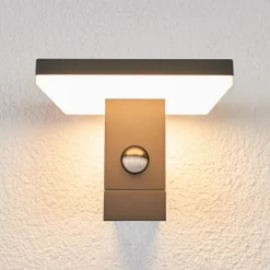 Lucande LED buiten wandlamp Olesia, 15 cm, sensor, IP54