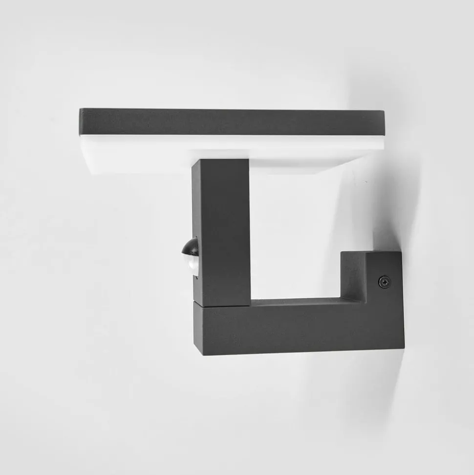 Lucande LED buiten wandlamp Olesia, 15 cm, sensor, IP54