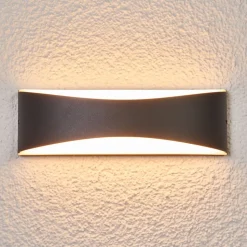 Lucande LED buiten wandlamp Akira, antraciet, metaal, 23cm