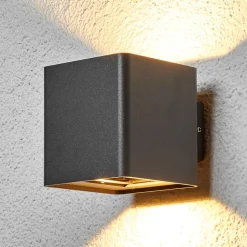 Lucande LED buiten wandlamp Aaron, antraciet, IP54, omhoog/omlaag