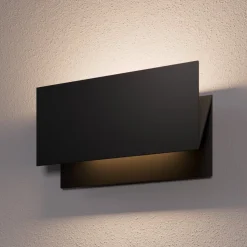 Lucande LED buiten wandlamp Meja, zwart, metaal, IP54