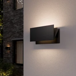 Lucande LED buiten wandlamp Meja, zwart, metaal, IP54