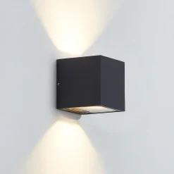 Lucande LED buiten wandlamp Merjem, 12 cm, omhoog/omlaag, IP54