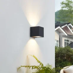 Lucande LED buiten wandlamp Merjem, 12 cm, omhoog/omlaag, IP54