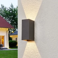 Lucande LED buiten wandlamp Mikka, 17 cm, antraciet, 2-lamps.