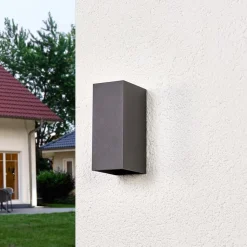 Lucande LED buiten wandlamp Mikka, 17 cm, antraciet, 2-lamps.